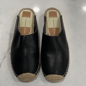 Black Leather Espadrille